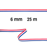 Rood wit blauw lint | 6 mm | Aanbieding 25 meter Lint RWBLINT - 6MM - 25M